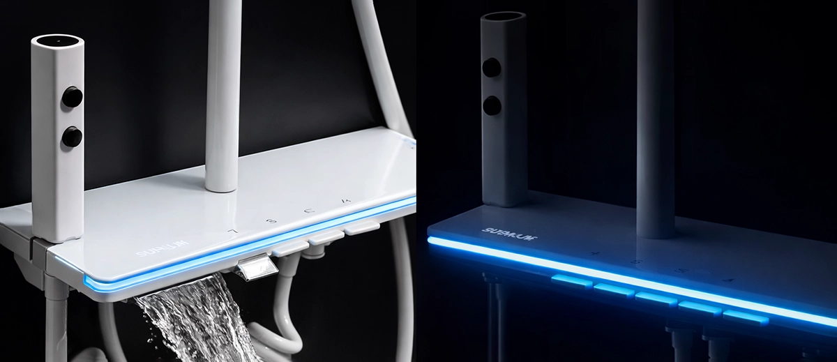 Colonne de douche LED digitale thermostatique blanche Vérone